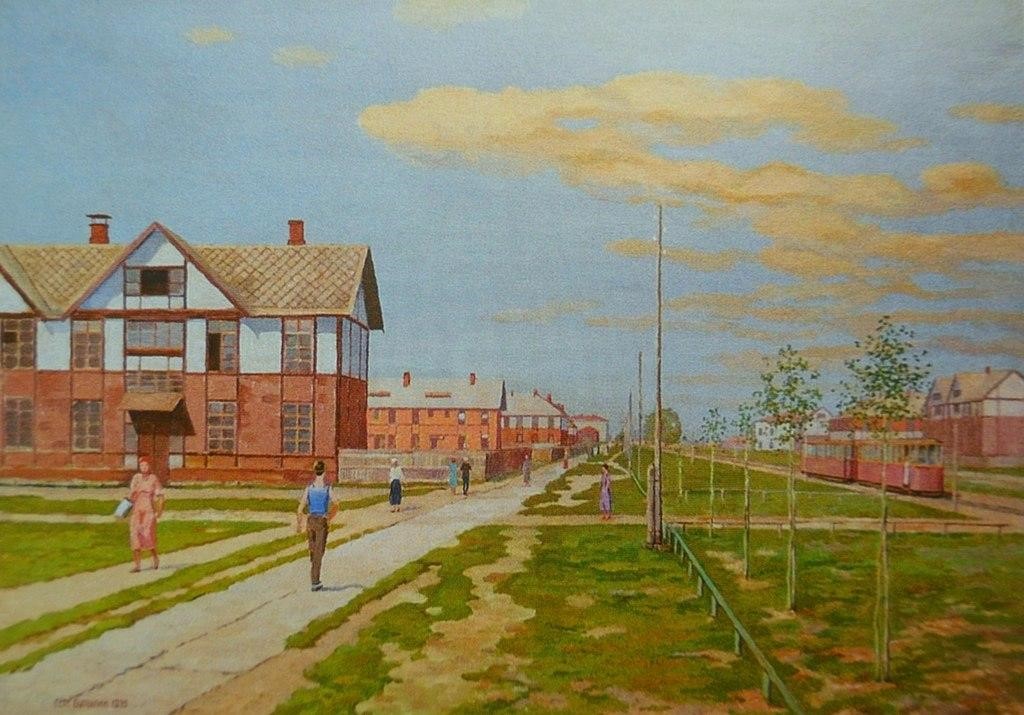 Первый рабочий поселок в Иваново-Вознесенске. 1935 (худ. С.П. Бурылин)